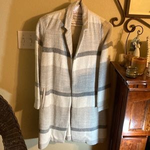 Zara Trafaluc maxi coat, Lt. grey, Dk grey, off white, size M